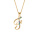 Collier en vermeil pendentif initiale F oxydes multi couleurs sertis  - 42+3cm