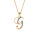 Collier en vermeil pendentif initiale G oxydes multi couleurs sertis - 42+3cm