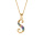 Collier en vermeil pendentif initiale S oxydes multi couleurs sertis  - 42+3cm