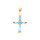 Pendentif en vermeil croix avec oxydes bleu ciel -  19mm x 13mm