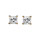 Boucles d'oreilles en plaqu or solitaire oxyde carr blanc petit modle serti 4 griffes et fermoir poussette