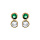 Boucles d'oreille en plaqu or 2 oxydes vert et blanc sertis clos et fermoir poussette