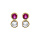 Boucles d'oreille en plaqu or 2 oxydes rose et blanc sertis clos et fermoir poussette