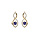 Boucles d'oreille en plaqu or infini oxydes avec bleus et blancs sertis et fermoir poussette