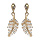 Boucles d'oreilles en plaqu or feuillage pendant orn d'oxydes blancs sertis et fermoir poussette