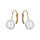 Boucles d'oreille en plaqu or avec perle blanche de synthse 8mm et fermoir dormeuse