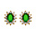 Boucles d'oreilles en plaqu or collection joaillerie oxyde vert au centre et petits oxydes blancs autour et fermoir poussette