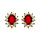 Boucles d'oreilles en plaqu or collection joaillerie oxyde rouge au centre et petits oxydes blancs autour et fermoir poussette