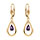Boucles d'oreille pendantes en plaqu or avec ovale et oxyde violet et fermoir dormeuse