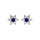 Boucles d'oreille en plaqu or marguerite oxydes centre bleu fonc et contour blancs sertis et fermoir poussette