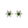 Boucles d'oreille en plaqu or marguerite oxydes centre vert et contour blancs sertis et fermoir poussette