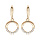 Boucles d'oreille pendantes en plaqu or avec cercle et oxydes blancs sertis suspendus et fermoir poussette