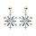 Boucles d'oreille pendantes en plaqu or flocon de neige oxydes blancs sertis et navettes bleues et fermoir poussette