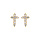 Boucles d'oreille en plaqu or forme croix oxydes blancs sertis dim 6 x 3 mm et fermoir poussette