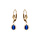 Boucles d'oreille dormeuse en plaqu or oxyde central bleu fonc entour d'oxydes blancs 7.5mm x 9.5mm