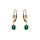 Boucles d'oreille dormeuse en plaqu or oxyde central vert entour d'oxydes blancs 7.5mm x 9.5mm