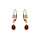 Boucles d'oreille dormeuse en plaqu or oxyde central rouge fonc entour d'oxydes blancs 7.5mm x 9.5mm