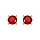 Boucles d'oreille en plaqu or oxyde rouge 4mm 4 griffes et fermoir poussette