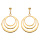 Boucles d'oreille pendantes en plaqu or avec 3 cercles suspendus et fermoir poussette
