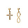 Boucles d'oreille en plaqu or symbole infini et croix avec oxydes blancs sertis et fermoir poussette