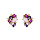 Boucles d'oreille en plaqu or gomtrie oxydes roses et violets et fermoir poussette