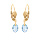 Boucles d'oreille en plaqu or goutte oxyde facett bleu ciel suspendue et fermoir dormeuse