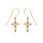 Boucles d'oreille en plaqu or croix suspendue 15x 10mm et fermoir crochet