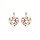 Boucles d'oreille tige en plaqu or coeur avec fleurs d'oxydes multi couleurs