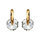 Boucles d'oreilles en plaqu or barrette avec oxyde rond blanc et fermoir poussette