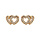 Boucles d'oreilles en plaqu or coeurs superposs et vids orns d'oxydes blancs et fermoir poussette