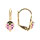Boucles d'oreille en plaqu or motif coccinelle rsine rose -fermoir dormeuse