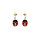 Boucles d'oreille en plaqu or pendante coccinelle rouge et fermoir poussette