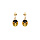 Boucles d'oreille en plaqu or pendante coccinelle jaune avec point noir et fermoir poussette