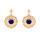 Boucles d'oreille en plaqu or ethnique rond suspendu Lapis Lazuli vritable et fermoir poussette