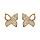 Boucles d'oreilles en plaqu or papillon avec ailes paves d'oxydes blancs sertis et fermoir poussette