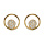 Boucles d'oreilles en plaqu or anneau avec rond pav d'oxydes blancs sertis et fermoir poussette