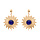 Boucles d'oreille en plaqu or soleil suspendu avec pierre Lapis Lazuli vritable et fermoir poussette