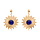 Boucles d'oreille en plaqu or soleil suspendu avec pierre Lapis Lazuli vritable et fermoir poussette