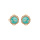 Boucles d'oreille en plaqu or pierre Amazonite vritable contour oxydes blancs sertis et fermoir poussette