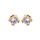 Boucles d'oreille en plaqu or oxyde blanc en 6mm serti 8 griffes et fermoir poussette