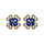 Boucles d'oreilles en plaqu or collection joaillerie trfle  4 feuilles en oxydes bleus avec contours en oxydes blancs sertis et fermoir poussette