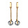 Boucles d'oreilles pendantes en plaqu or baguette suspendue avec oxyde rond blanc et fermoir poussette