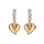 Boucles d'oreilles pendantes en plaqu or coeur lisse suspendu sur barrette orne d'oxydes blancs et fermoir poussette