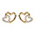 Boucles d'oreilles en plaqu or coeurs croiss, 1 petit orn d'oxydes blancs et l'autre lisse et fermoir poussette