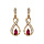 Boucles d'oreilles pendantes en plaqu or collection joaillerie torsade avec demi-rail d'oxydes blancs et oxyde rouge et fermoir poussette