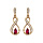 Boucles d'oreilles pendantes en plaqué or collection joaillerie torsade avec demi-rail d'oxydes blancs et oxyde rouge et fermoir poussette