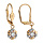 Boucles d'oreilles pendantes en plaqué or fleur suspendue cœur en oxyde blanc et fermoir dormeuse