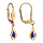 Boucles d'oreilles pendantes en plaqu or ovale suspendu avec oxyde bleu fonc et fermoir dormeuse