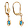 Boucles d'oreille pendantes en plaqu or ovale suspendu avec oxyde bleu clair et fermoir dormeuse