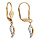 Boucles d'oreilles pendantes en plaqu or vague suspendue orne d'oxydes blancs et fermoir dormeuse